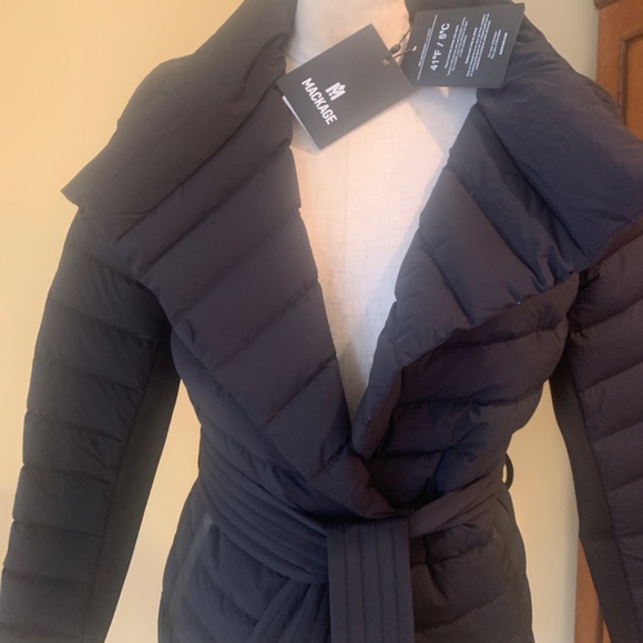 COPY - Mackage Gretta black buffer coat w/ belt and leather trim pocket - Picture 2 of 6